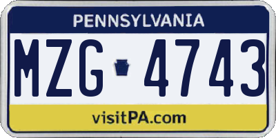PA license plate MZG4743