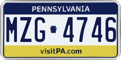 PA license plate MZG4746