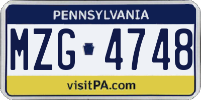 PA license plate MZG4748