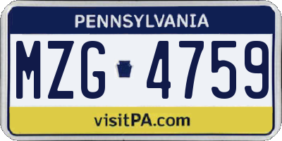 PA license plate MZG4759