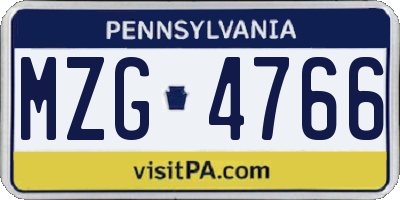 PA license plate MZG4766