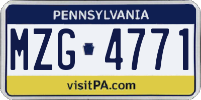 PA license plate MZG4771