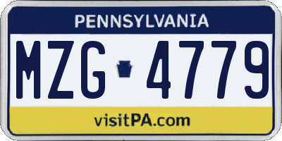 PA license plate MZG4779
