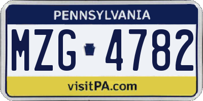 PA license plate MZG4782