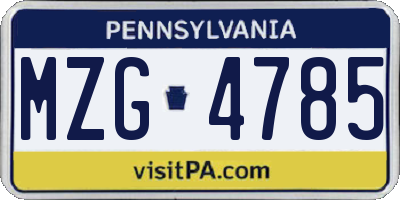 PA license plate MZG4785