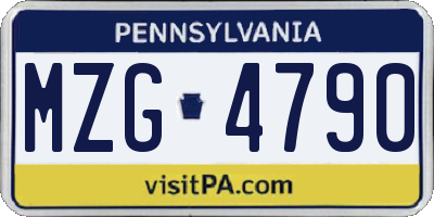 PA license plate MZG4790