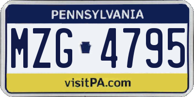 PA license plate MZG4795