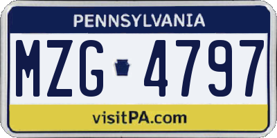 PA license plate MZG4797