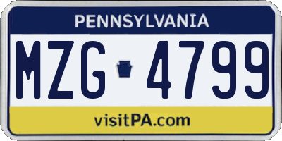 PA license plate MZG4799