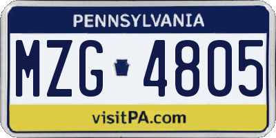 PA license plate MZG4805