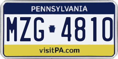 PA license plate MZG4810