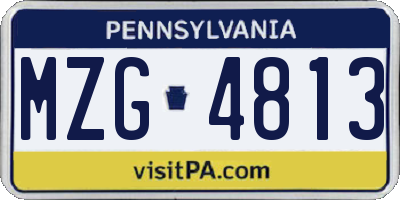 PA license plate MZG4813
