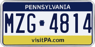 PA license plate MZG4814