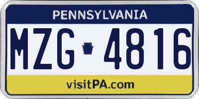 PA license plate MZG4816