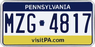 PA license plate MZG4817