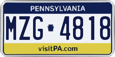 PA license plate MZG4818
