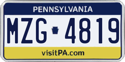 PA license plate MZG4819