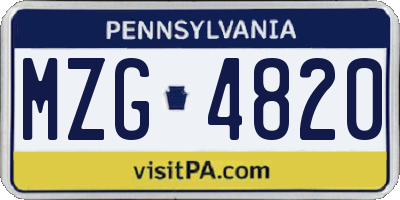 PA license plate MZG4820