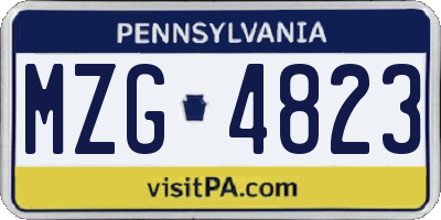 PA license plate MZG4823