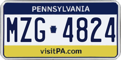 PA license plate MZG4824