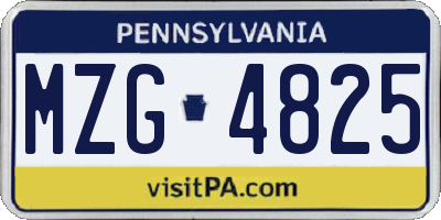 PA license plate MZG4825