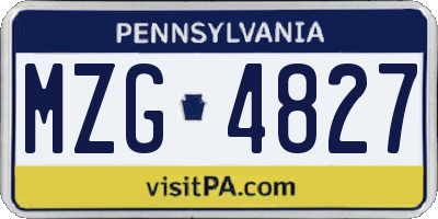PA license plate MZG4827
