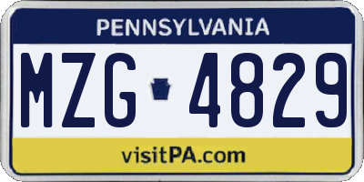 PA license plate MZG4829