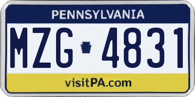 PA license plate MZG4831