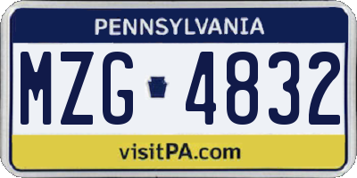 PA license plate MZG4832