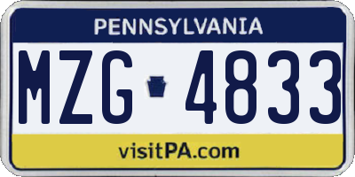 PA license plate MZG4833
