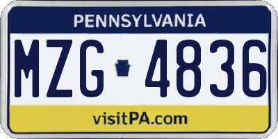 PA license plate MZG4836