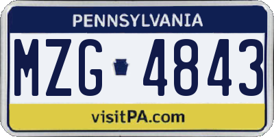 PA license plate MZG4843