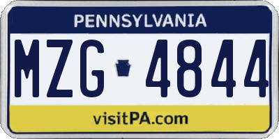 PA license plate MZG4844