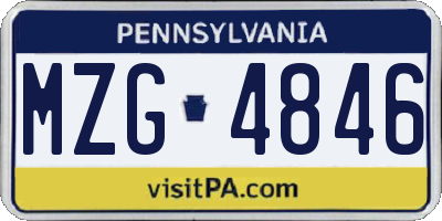 PA license plate MZG4846