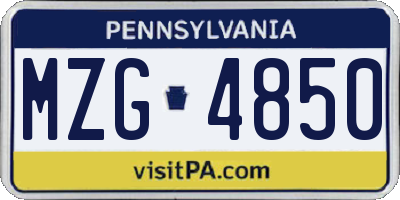 PA license plate MZG4850