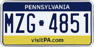 PA license plate MZG4851