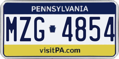 PA license plate MZG4854