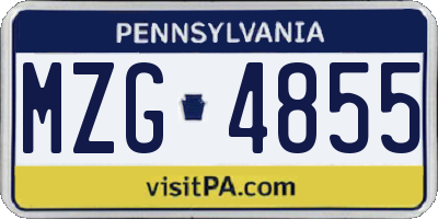 PA license plate MZG4855