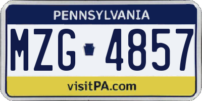 PA license plate MZG4857