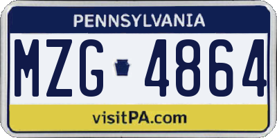 PA license plate MZG4864