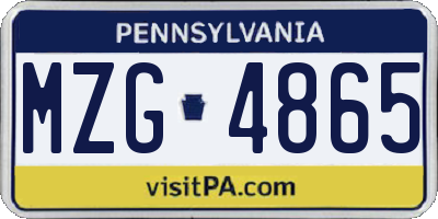 PA license plate MZG4865