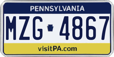 PA license plate MZG4867