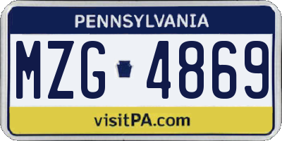 PA license plate MZG4869