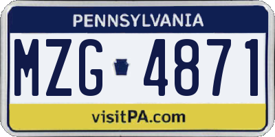 PA license plate MZG4871