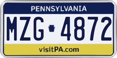 PA license plate MZG4872