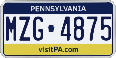 PA license plate MZG4875