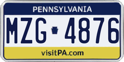 PA license plate MZG4876