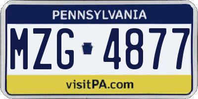 PA license plate MZG4877