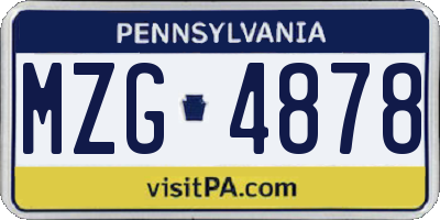 PA license plate MZG4878
