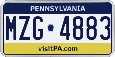 PA license plate MZG4883